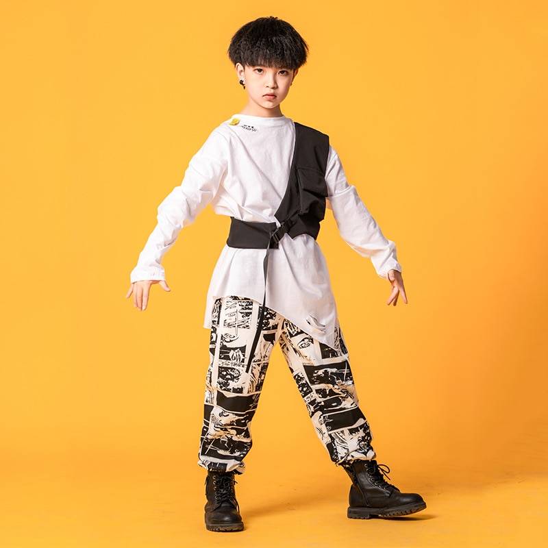 Boy&#8217;s Manga Print Techwear Shirt and Jogger Pants Set 