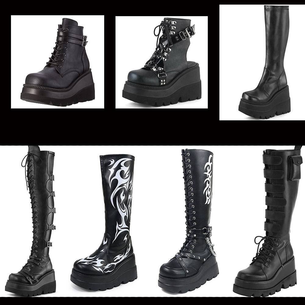 Brand Design 2021 Big sizes 43 Platform High Heels Cosplay Fashionable Autumn Winter Wedges Shoes Ankle Boots Women 