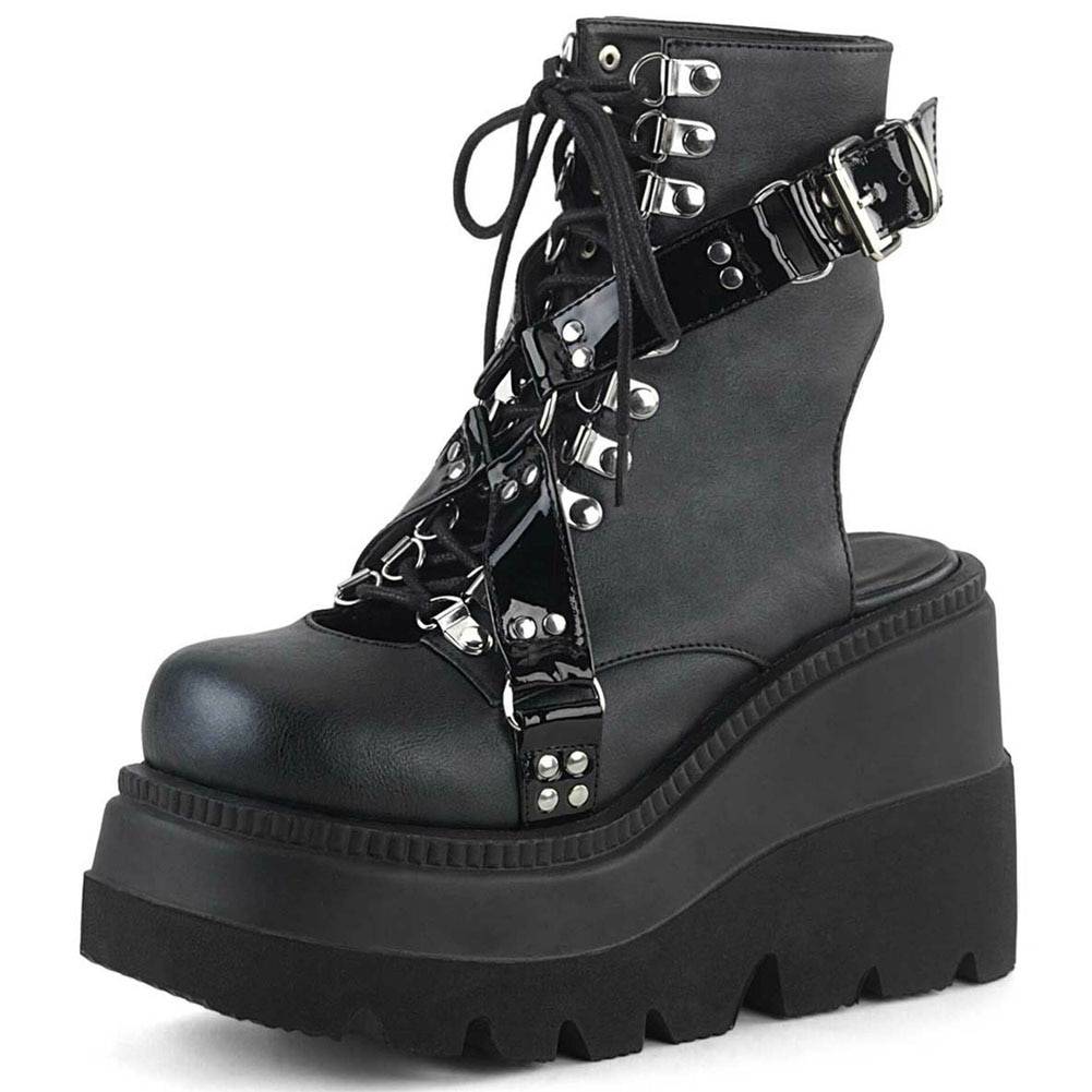 Brand Design 2021 Big sizes 43 Platform High Heels Cosplay Fashionable Autumn Winter Wedges Shoes Ankle Boots Women color: Black Style 4 Shoe Size: 10.5 
