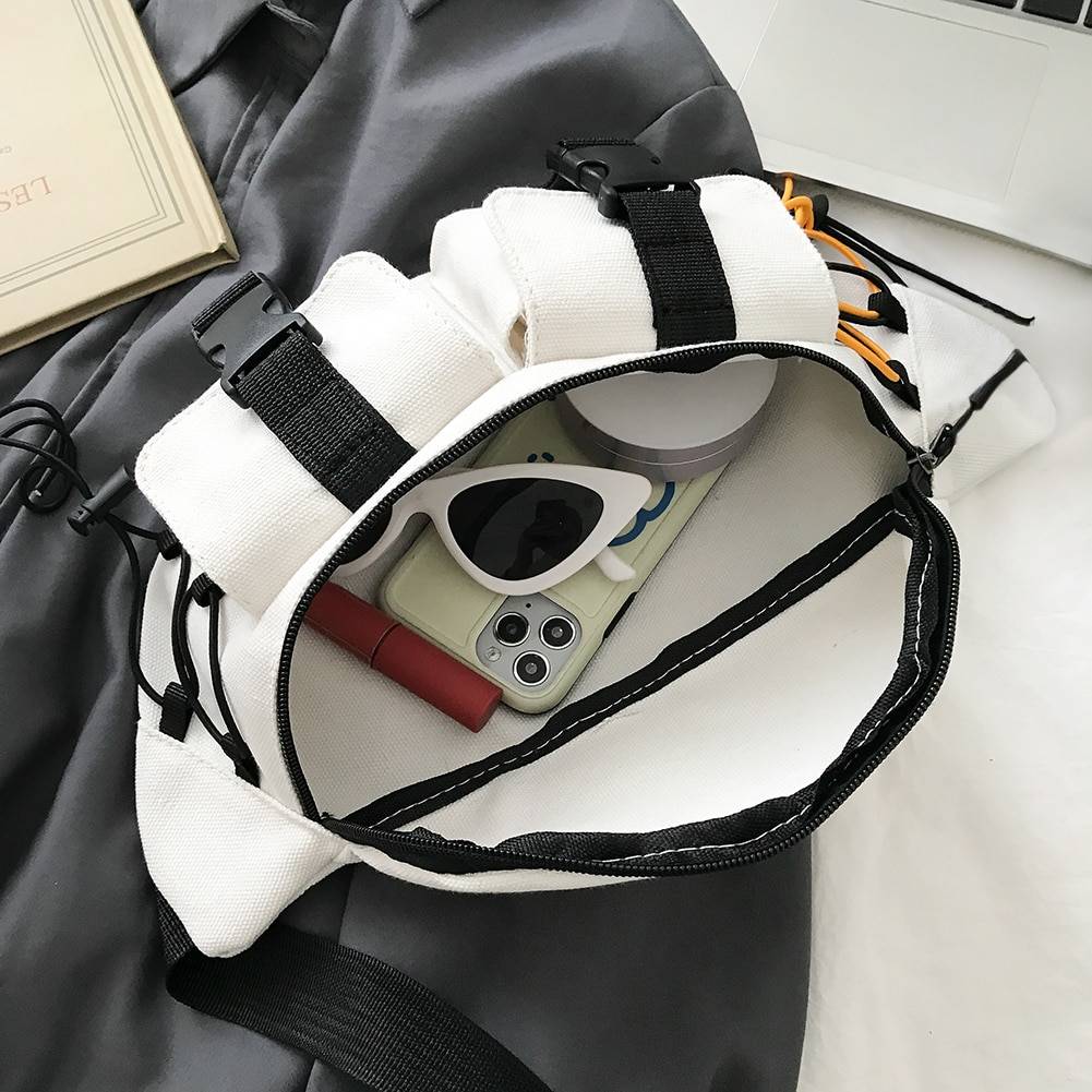 Canvas Contrast Detail Techwear Waist Bag 