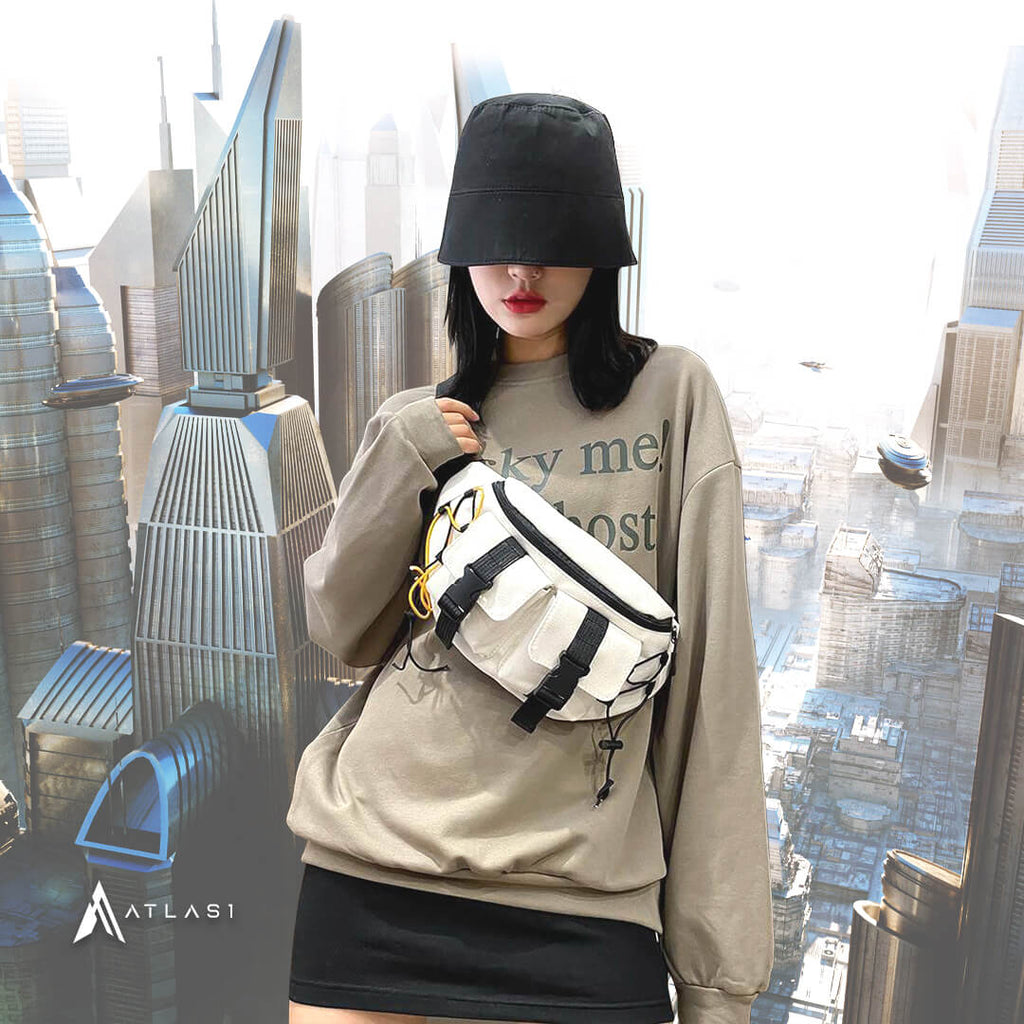 Canvas Contrast Detail Techwear Waist Bag 