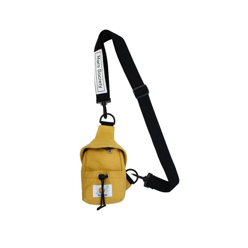 Canvas Portable Adjustable Techwear Sling Bag color: Yellow 