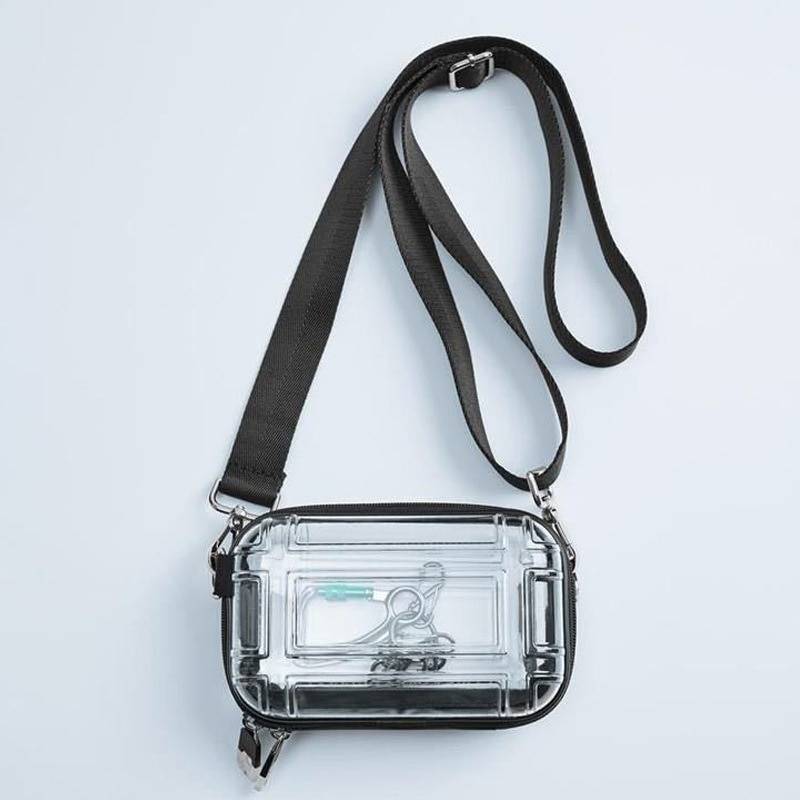 Casual Small Box Designer Bag Women&#8217;s Shoulder Crossbody Bags 2021 New Fashion Transparent Wide Shoulder Strap Sac Messenger Bag 