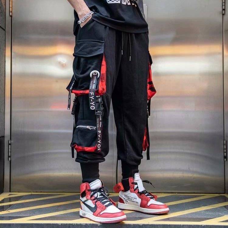 Casual Techwear Letter Ribbons Cargo Pants 
