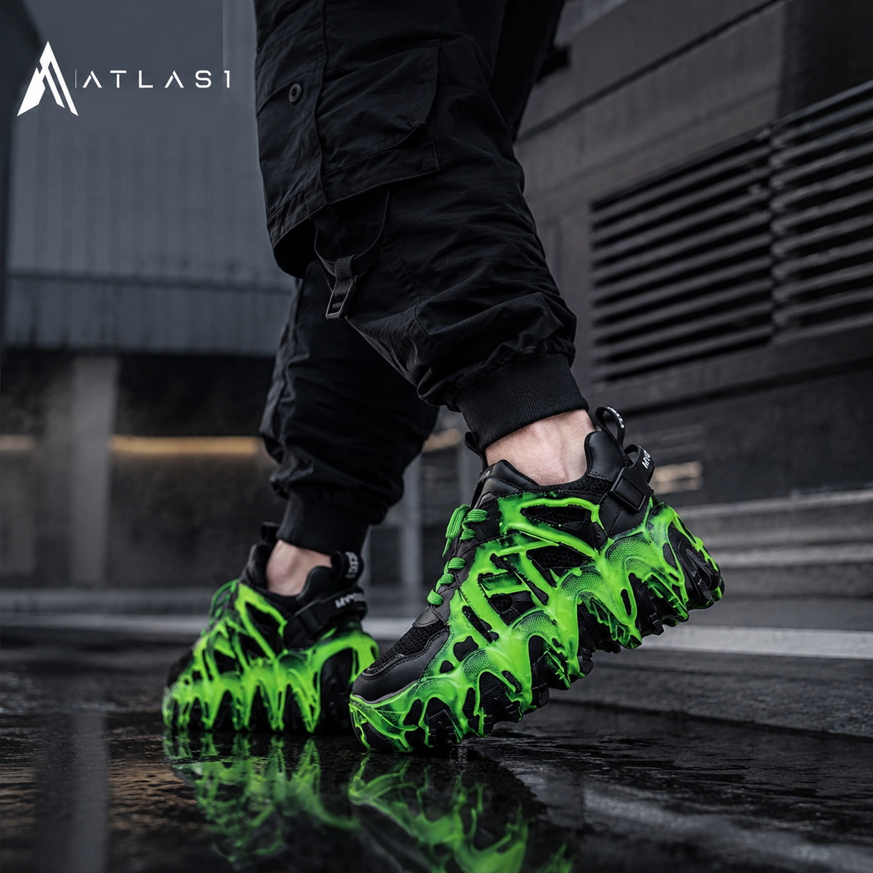รองเท้าผ้าใบ techwear สไตล์ Cyber Punk แพลตฟอร์มสูง