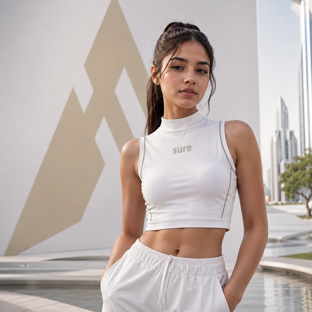 महिलाओं की reflective lines techwear क्रॉप टॉप