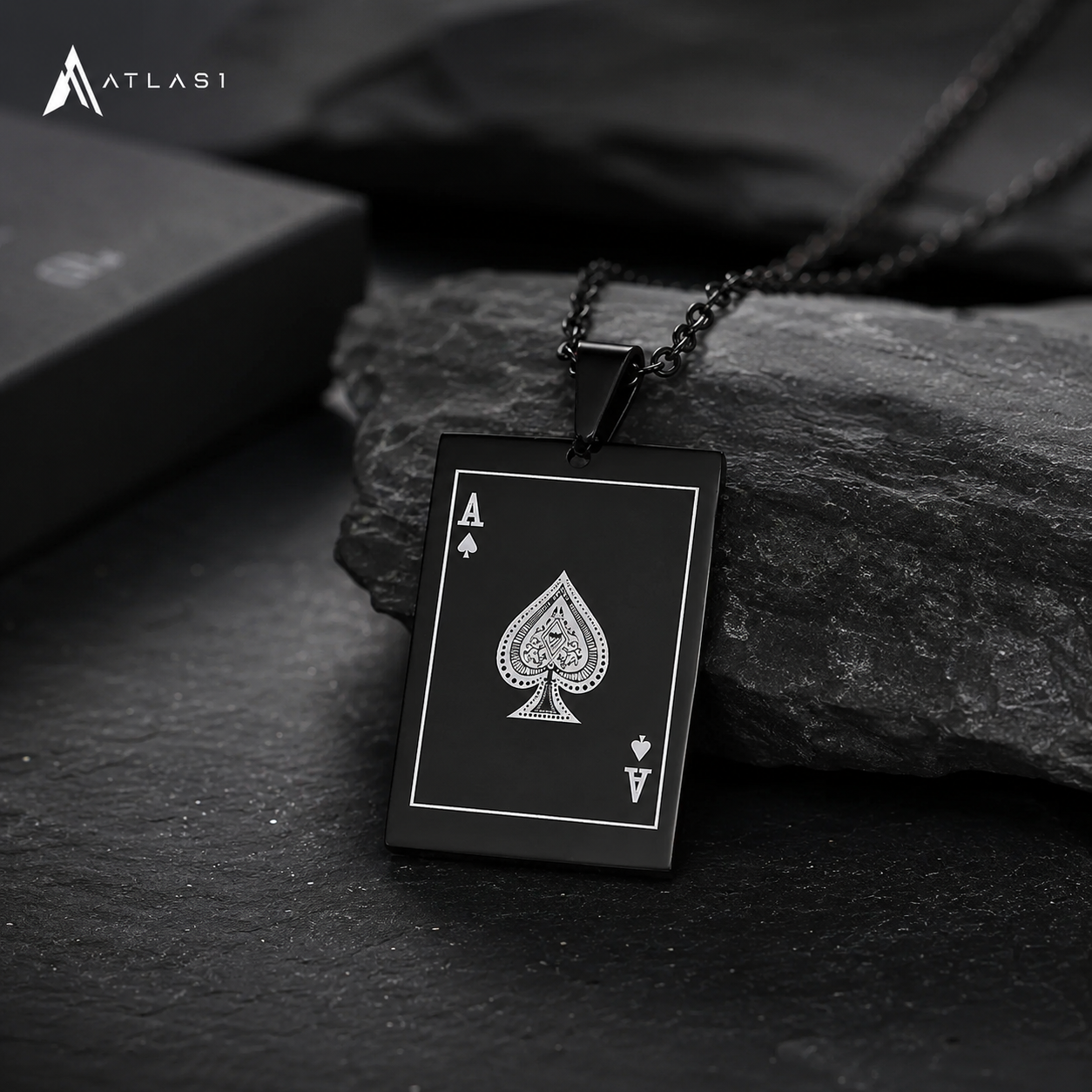 Stainless Steel Ace Spades Pendant Necklace