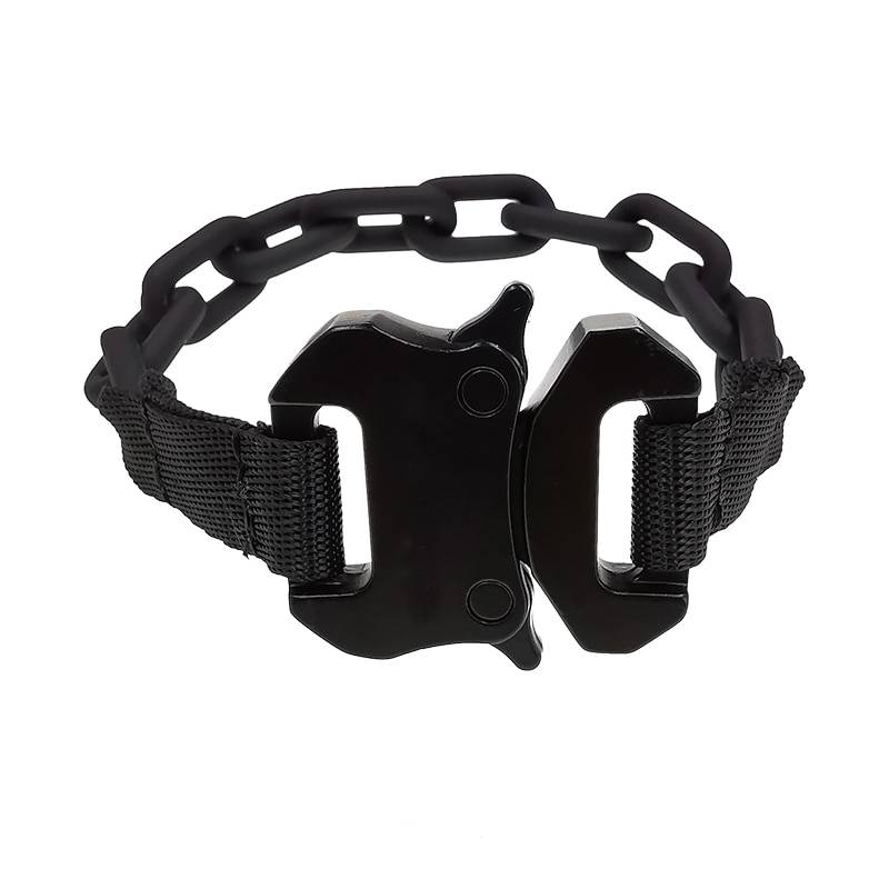 Cool Black Resin Link Cuff Tactical Clips Buckle Bracelet Unisex Men Women Hand Bracelets 