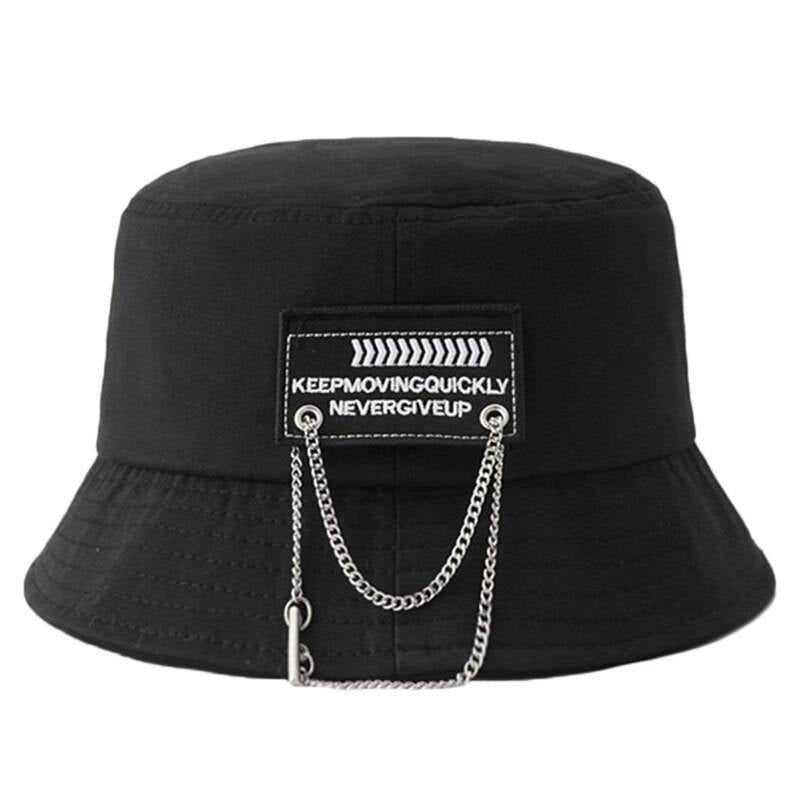 Cotton Chain Detail Techwear Bucket Hat 