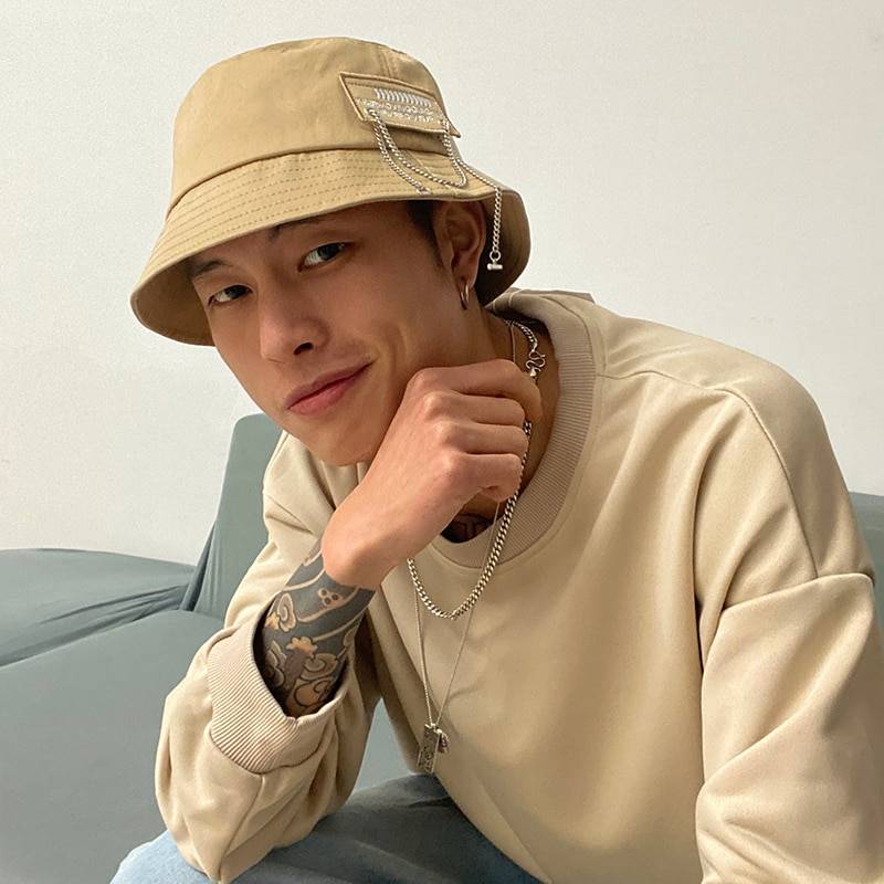 Cotton Chain Detail Techwear Bucket Hat 