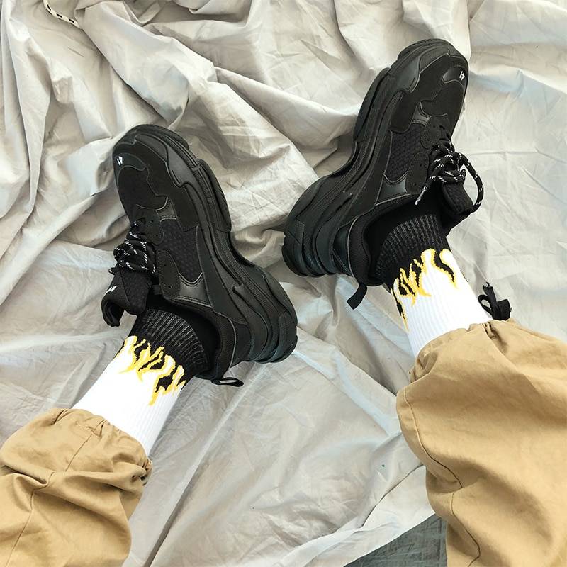 Cotton Flame Print Harajuku Style Socks 