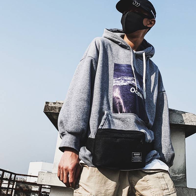 Couple Chest Bag Boy Nylon Shoulder Bags Student Hipster Cool Girl Check Plaid Black and White Phone Pouch Fanny Pack Street 