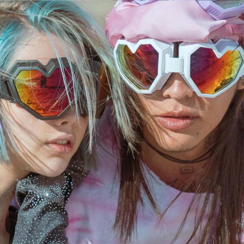 Cyberpunk Heart Shaped Goggle Sunglasses One Piece Women Sunglasses Oversized Gradient Lens Brand Designer Eyeglasses 