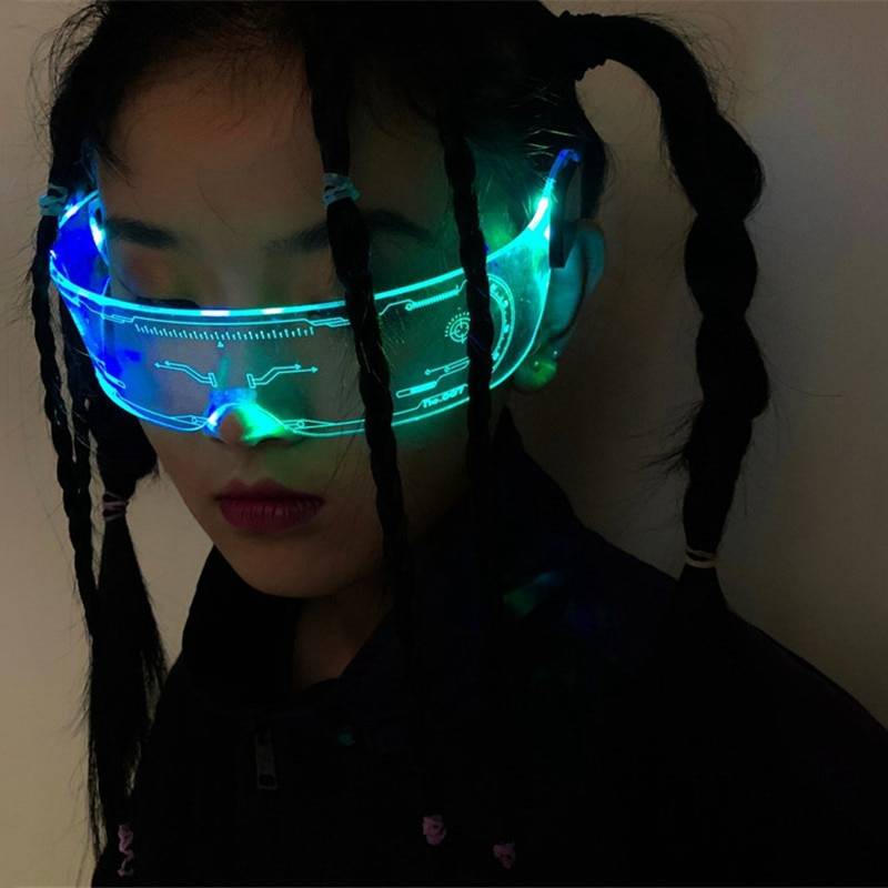 Cyberpunk LED Luminous Glasses Punk Goggles Men Women Fashion Party Colorful Light Up 