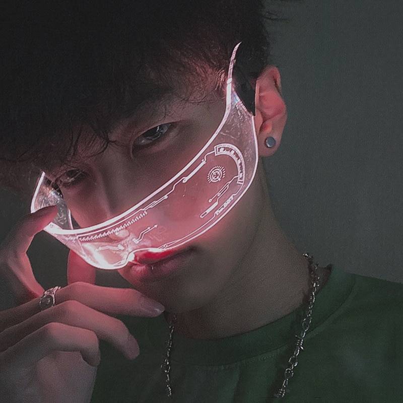 Cyberpunk LED Luminous Glasses Punk Goggles Men Women Fashion Party Colorful Light Up 