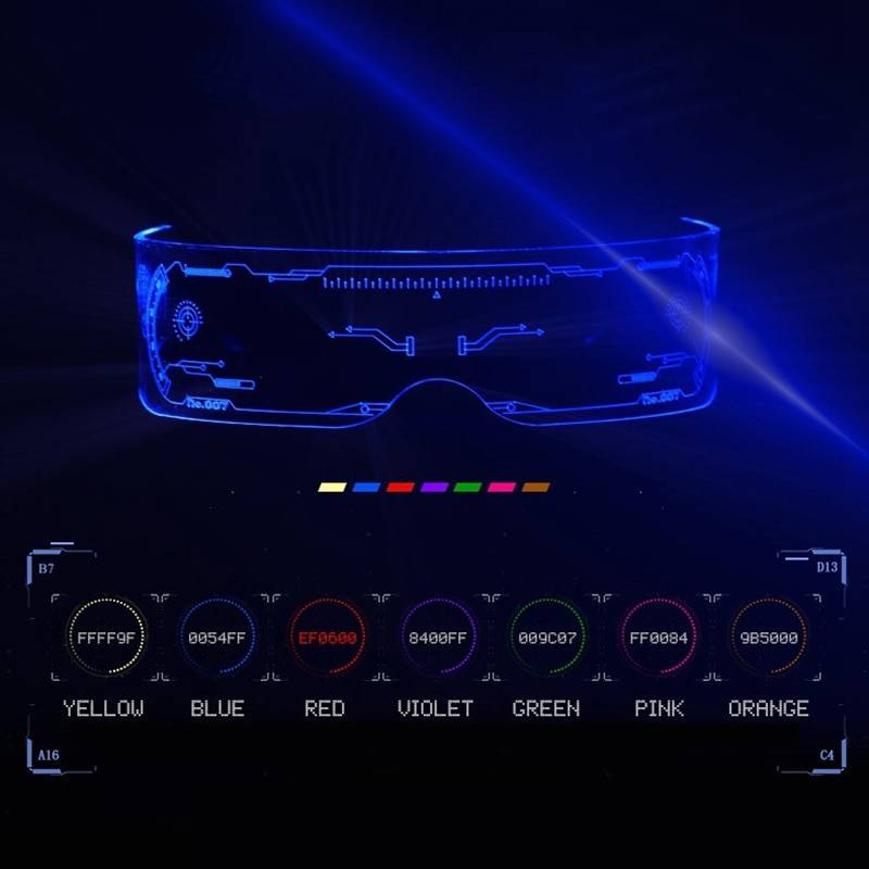 Cyberpunk LED Luminous Glasses Punk Goggles Men Women Fashion Party Colorful Light Up 