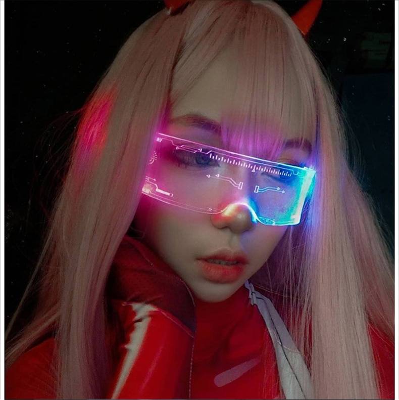 Cyberpunk LED Luminous Glasses Punk Goggles Men Women Fashion Party Colorful Light Up 