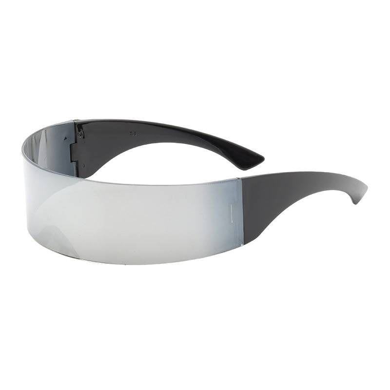 Cyberpunk Party Glasses Visor Wrap Shield Large Mirror Sunglasses Riding Windproof Glasses Fashion Personality Glasses Ships From: Outside USA color: Silver 