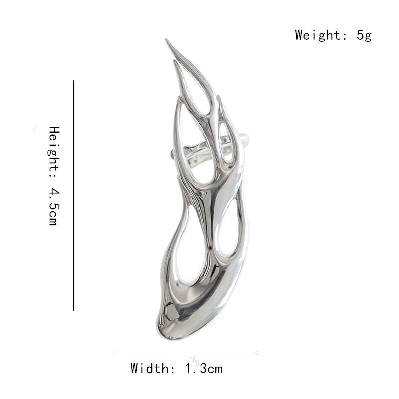 European and American niche design metal flame-shaped personal ear bone clip net red ins tide couple wild earrings jewelry 