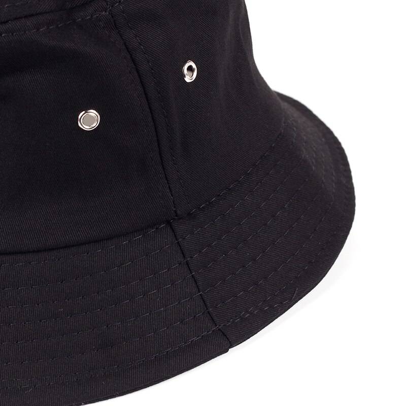 Fishermen Caps Solid Color Iron Pin Rings Personality Bucket Hat Cap for Unisex Women Men Cotton Factory Sells Directly 