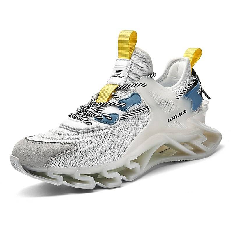 FlightMode© Men’s Jelly Techwear Sports Sneakers color: White Yellow 228 Shoe Size: 7 