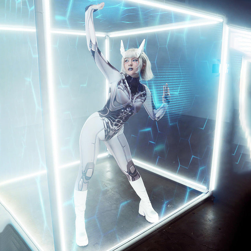 Futuristic Cyberpunk Bodycon Jumpsuit 