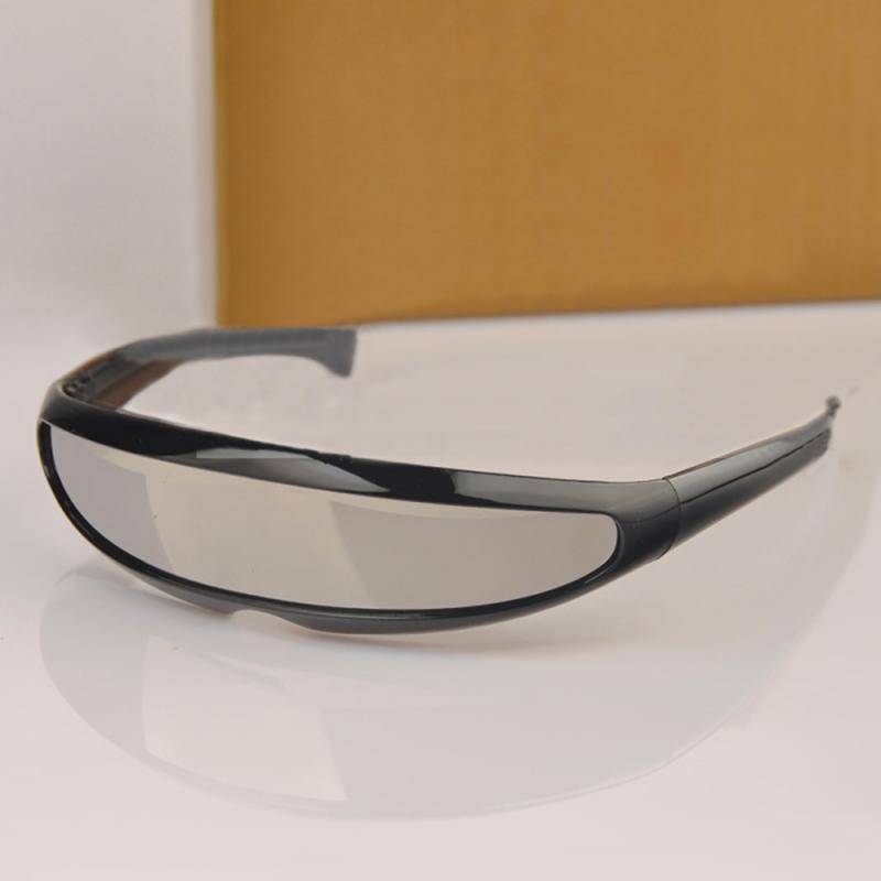 Futuristic Cyclops Sunglasses Plastic Color Mirrored Single Lens Visor Cosplay Women Men Party Eye Glasses Big Frame Shield Visor Ships From: Outside USA color: 09 