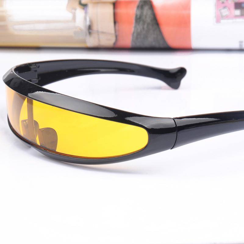 Futuristic Cyclops Sunglasses Plastic Color Mirrored Single Lens Visor Cosplay Women Men Party Eye Glasses Big Frame Shield Visor Ships From: Outside USA color: 11 