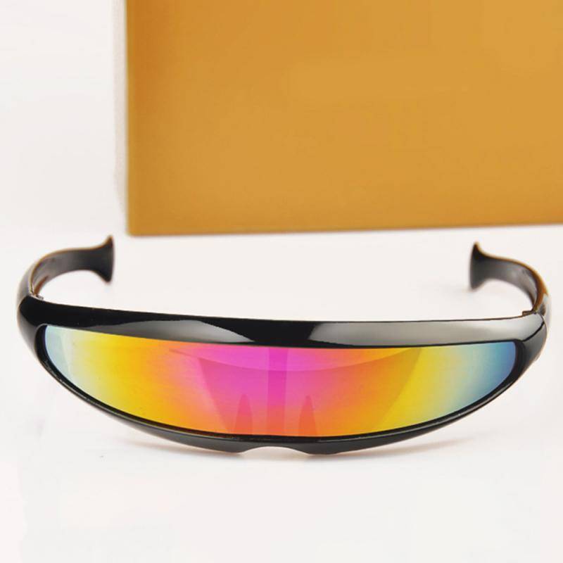 Futuristic Cyclops Sunglasses Plastic Color Mirrored Single Lens Visor Cosplay Women Men Party Eye Glasses Big Frame Shield Visor 