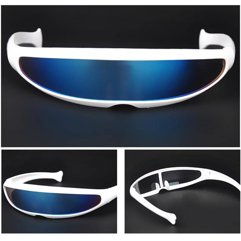 Futuristic Cyclops Sunglasses Plastic Color Mirrored Single Lens Visor Cosplay Women Men Party Eye Glasses Big Frame Shield Visor 