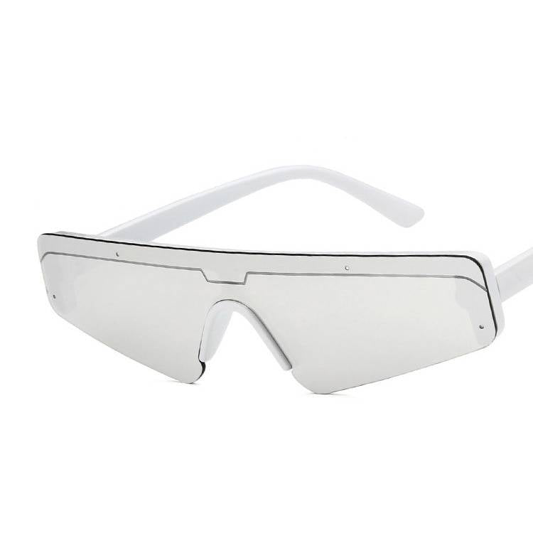 Futuristic Fashion Half-Frame rectangle Square Sunglasses Women men Luxury Brand Retro hip hop hippie Driving Sun Glasses oculos Lenses Color: silver mirror 