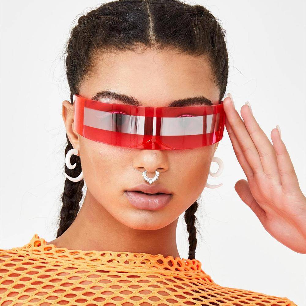 Futuristic Luxury Super Cool Sunglasses Women Weird Siamese Fashion Glasses Vintage Sunglasses 