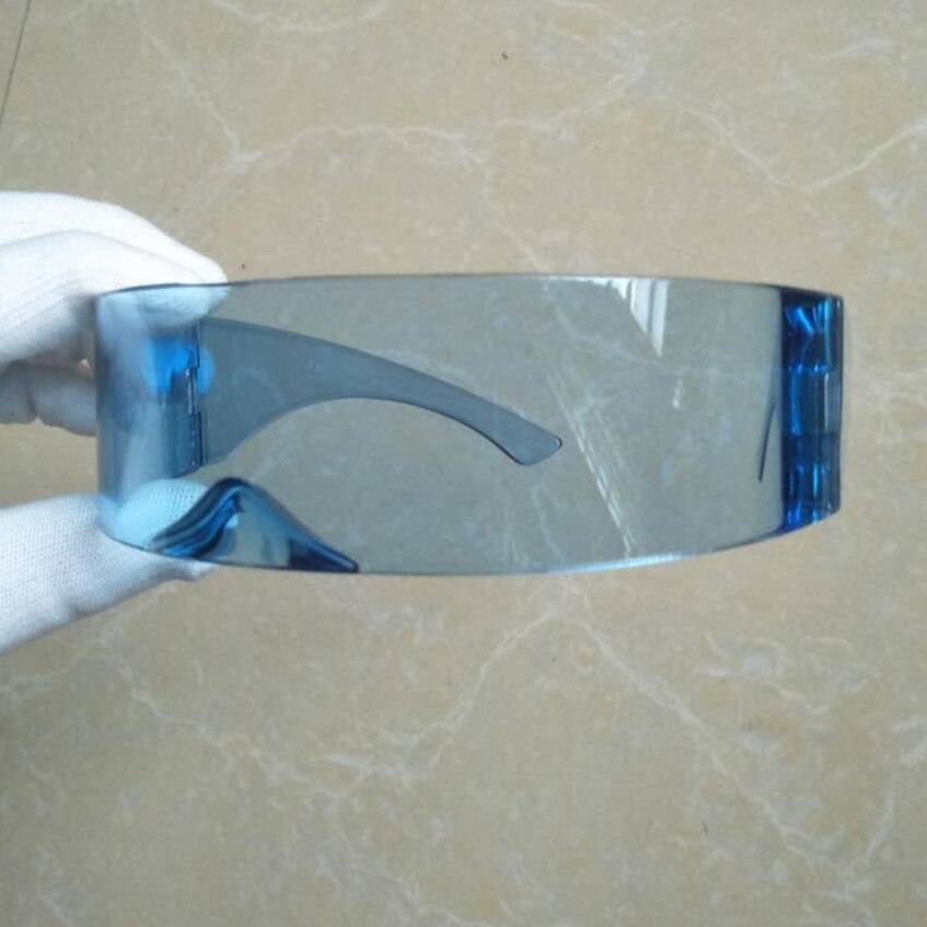 Futuristic Luxury Super Cool Sunglasses Women Weird Siamese Fashion Glasses Vintage Sunglasses Lenses Color: Blue 