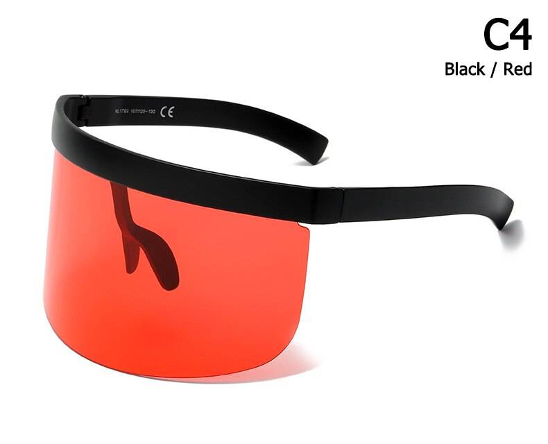 Futuristic Mirror Oversized Face Shield Sunglasses Lenses Color: C4 