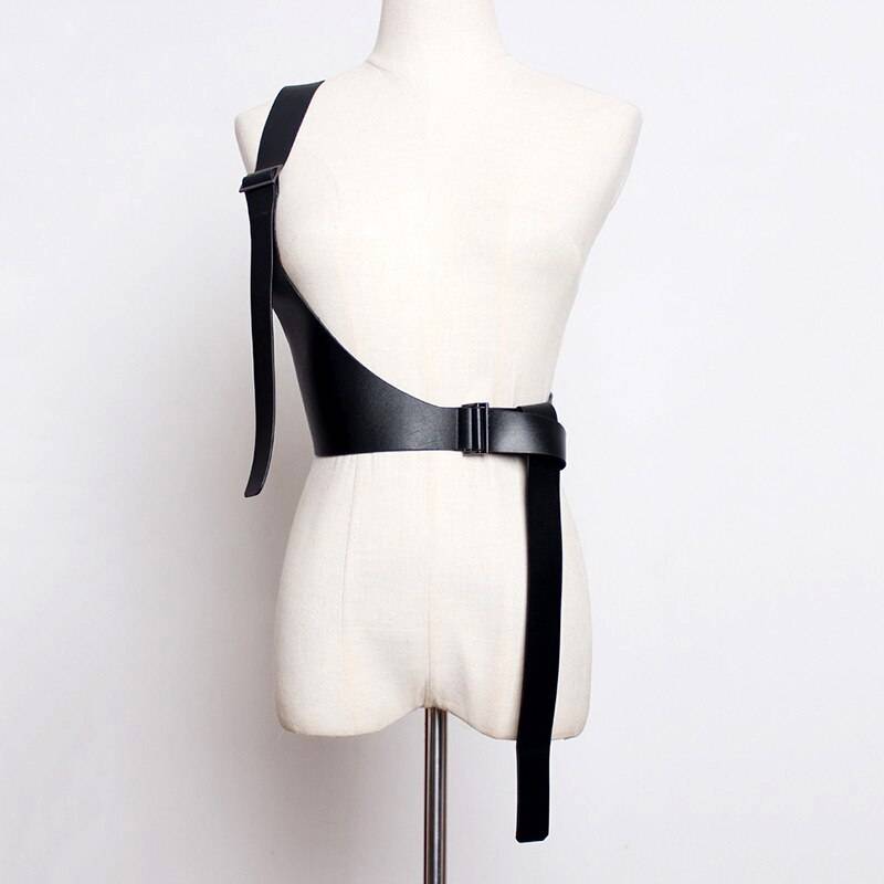 GAMPORL Leather Body Harness Chain Belts For Women Sexy Lingerie Body Bondage Bdsm Suspenders Waistband Garter Belt Stockings color: Black - 2 