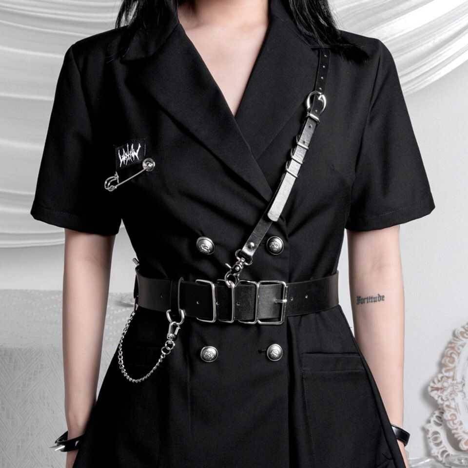 GAMPORL Leather Body Harness Chain Belts For Women Sexy Lingerie Body Bondage Bdsm Suspenders Waistband Garter Belt Stockings 