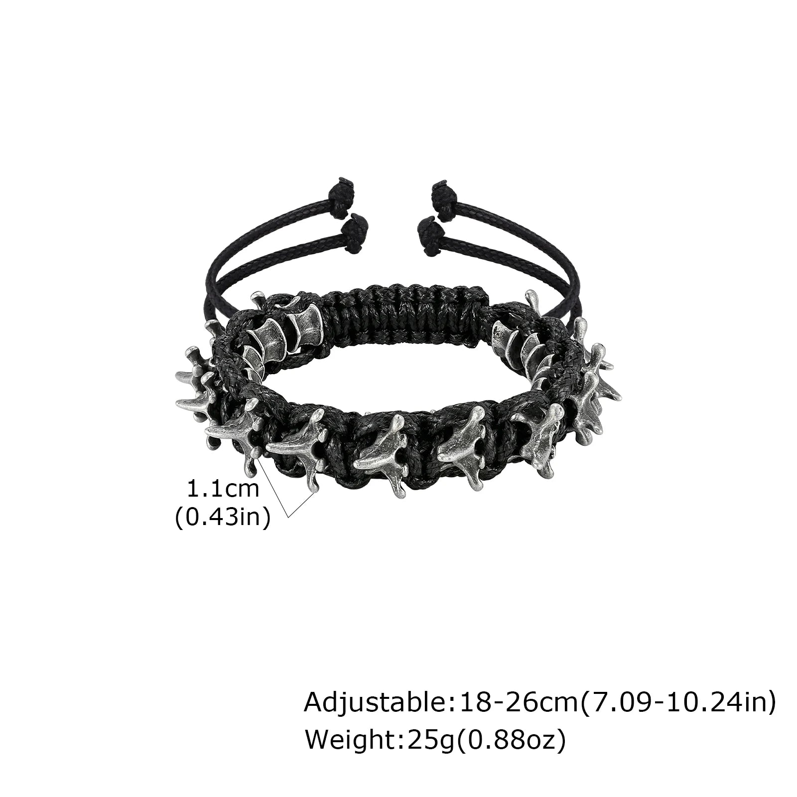Gothic Metal Dragon Thorn Woven Rope Bracelet