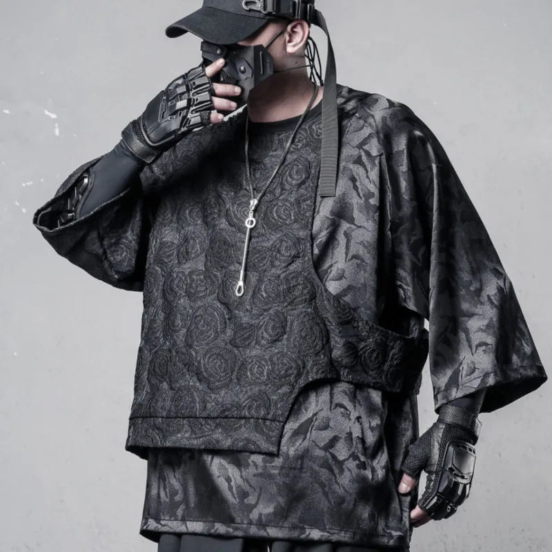 HKSH Men's Techwear Layered Short Sleeve Top
