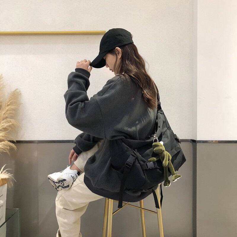 Harajuku Techwear Canvas Sling Bag Gothic Crossbody Bags For Women Handbag Purses And Handbags Bolsas Feminina Shoulder Bag Frog 