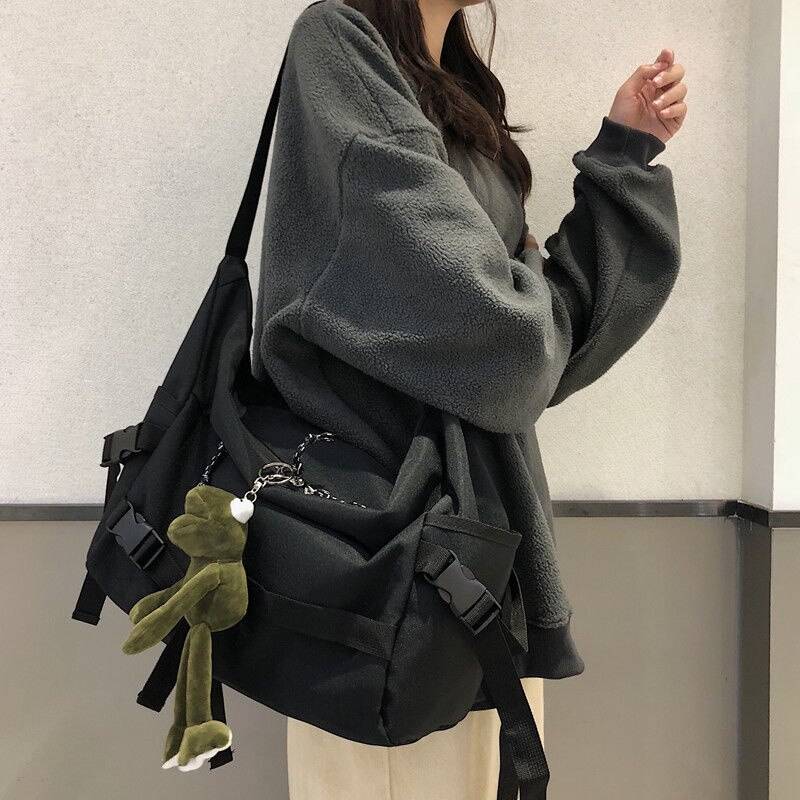 Harajuku Techwear Canvas Sling Bag Gothic Crossbody Bags For Women Handbag Purses And Handbags Bolsas Feminina Shoulder Bag Frog 