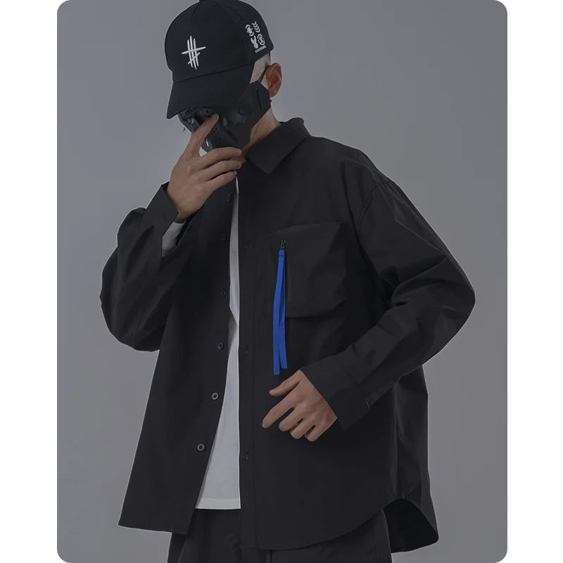 Harajuku Techwear Long Sleeve Overshirt Jacket For Men