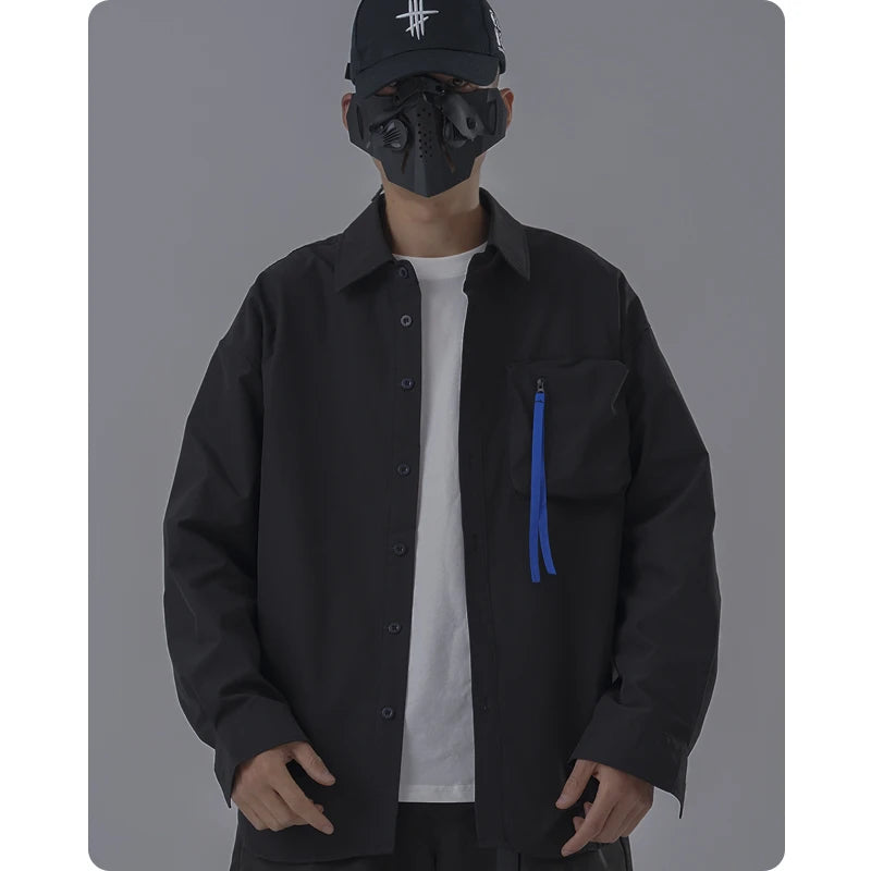 Harajuku Techwear Long Sleeve Overshirt Jacket For Men