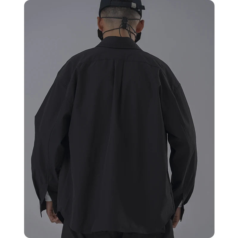 Harajuku Techwear Long Sleeve Overshirt Jacket For Men