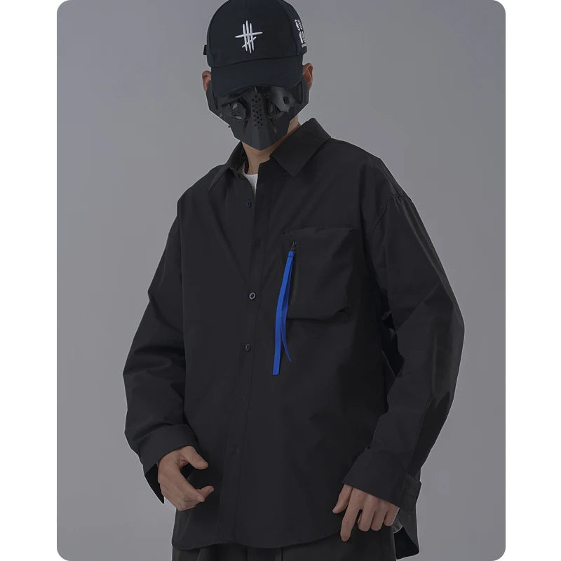 Harajuku Techwear Long Sleeve Overshirt Jacket For Men