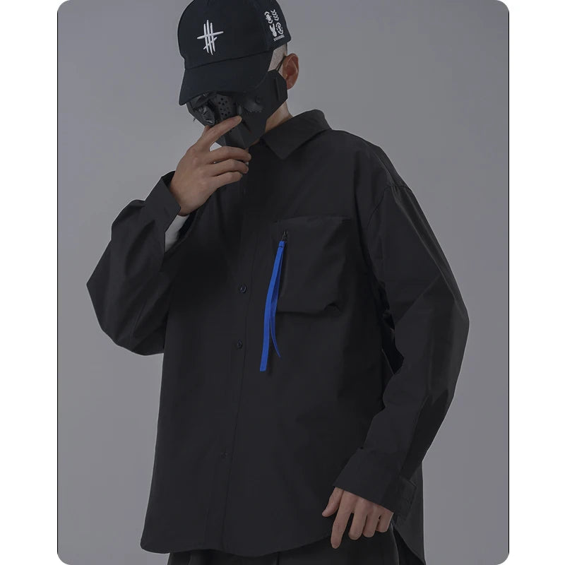 Harajuku Techwear Long Sleeve Overshirt Jacket For Men