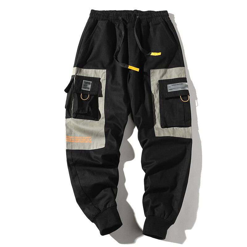 Hip Hop Men Multi-pocket Pants Male Casual Cargo Pants Streetwear Mens Joggers Ankle Length Loose Sweatpants Harajuku Trousers size: M color: KX-259Black 