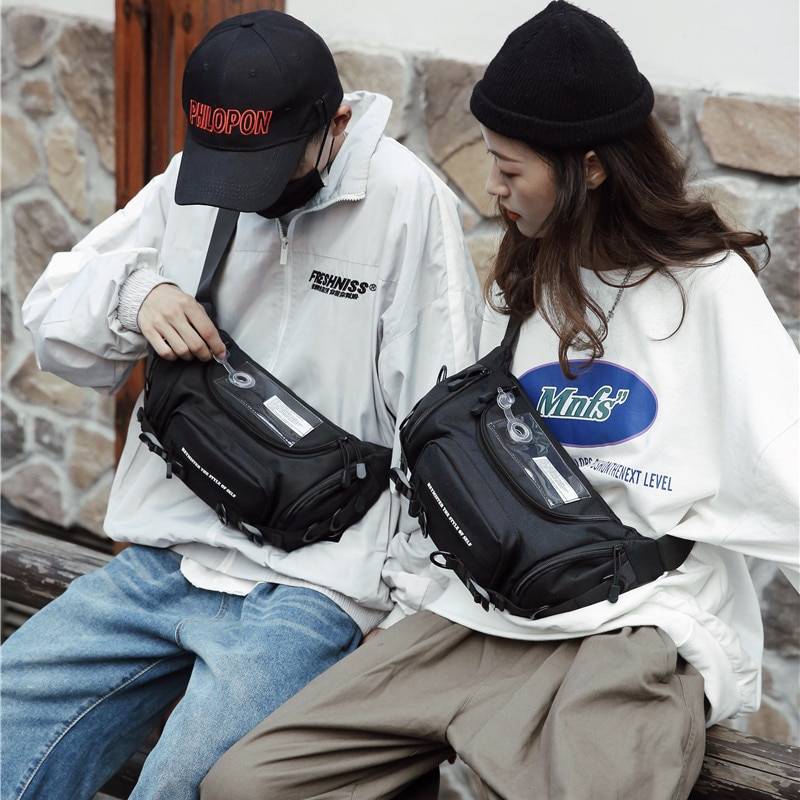 Hip Hop Women Waist Bag Unisex Street Tactical Chest Bags Female High Quality Oxford Fanny Pack Shoulder Crossbody Banana Bag 
