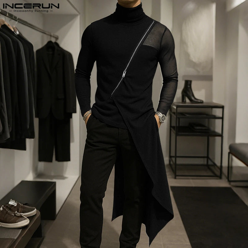 INCERUN Men's Techwear Mesh Patchwork T-Shirt
