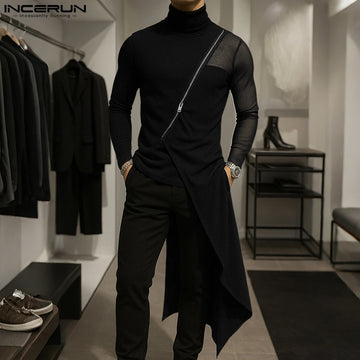 INCERUN Men's Techwear Mesh Patchwork T-Shirt