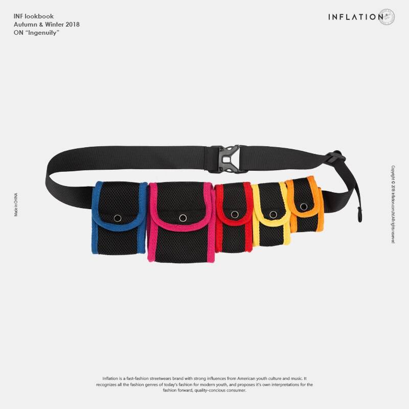 INFLATION Reflctive Waist Packs Multi Packs Waterproof Men Fanny Waist Pack Streetwear Hip hop Male Function Small Bag 186AI2018 color: black 